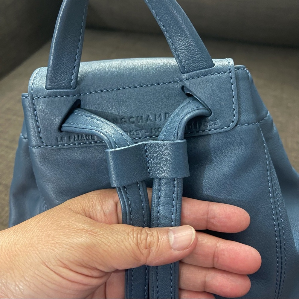 😃SOLD 😃 Extra Small Longchamp Le Pliage Cuir Backpack - Picture 3 of 16